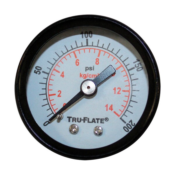Tru-Flate Tru-Flate Plastic/Steel Mini Air Line Rugged Gauge 1/8 in. NPT 200 psi 1 pc 24801 - main